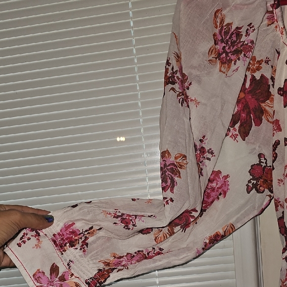 Free People Cream and Burgundy Floral Dress - Picture 6 of 8